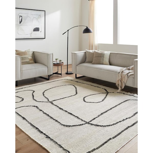 Diane Cream/Black 9 ft. x 12 ft. Modern Indoor Area Rug