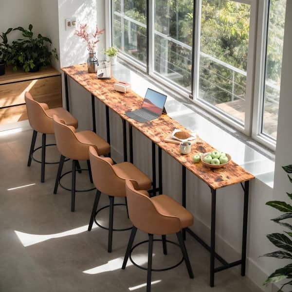 39 in. H Brown Rectangle Bar Table Seats 3