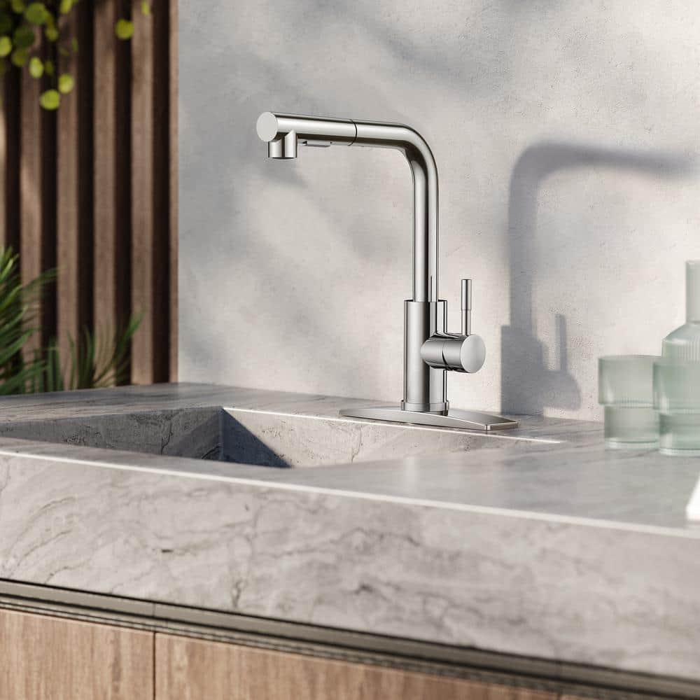 Chrome Pull-Down Kitchen Faucet with Ceramic Valve