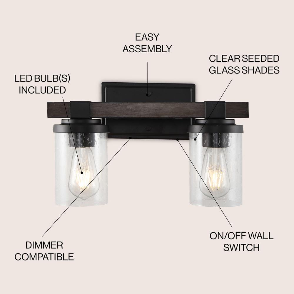 Bungalow 15" Oil-Rubbed Bronze Glass Vanity Light