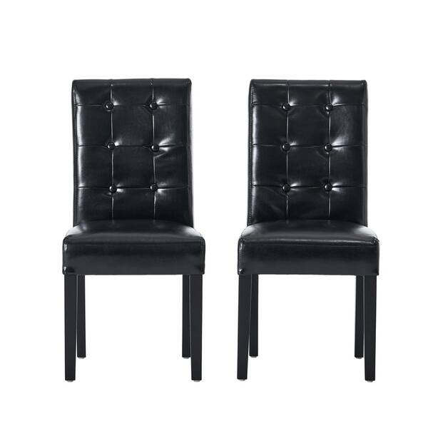 Noble House Roland Black Leather Dining Chairs (Set of 2) 1053 - The ...