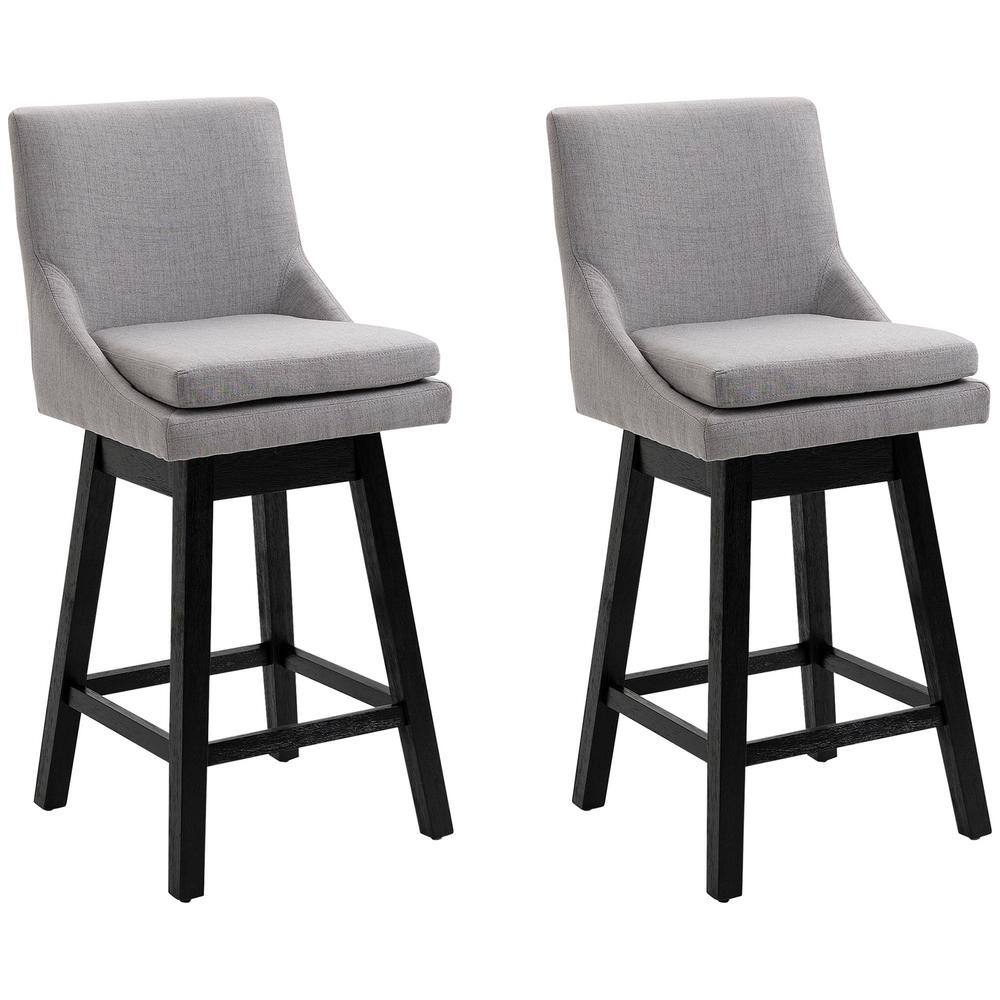 41 in. Light Grey Mid Back Wood Frame Cushioned 28.5 in. Bar Stool with Polyester Seat