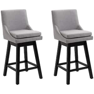 41 in. Light Grey Mid Back Wood Frame Cushioned 28.5 in. Bar Stool with Polyester Seat (Set of 2)