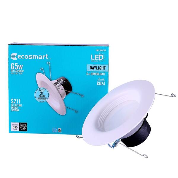 Ecosmart 5in 6in White Integrated Led Recessed Trim Dl N14a10fr2 50 The Home Depot