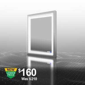 24 in. W x 32 in. H Medium Rectangular Frameless Anti-Fog 3 Color Lighted Wall LED Bathroom Vanity Mirror in Silver