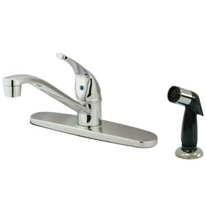 Chatham Single-Handle Deck Mount Centerset Kitchen Faucets with Side Sprayer in Polished Chrome