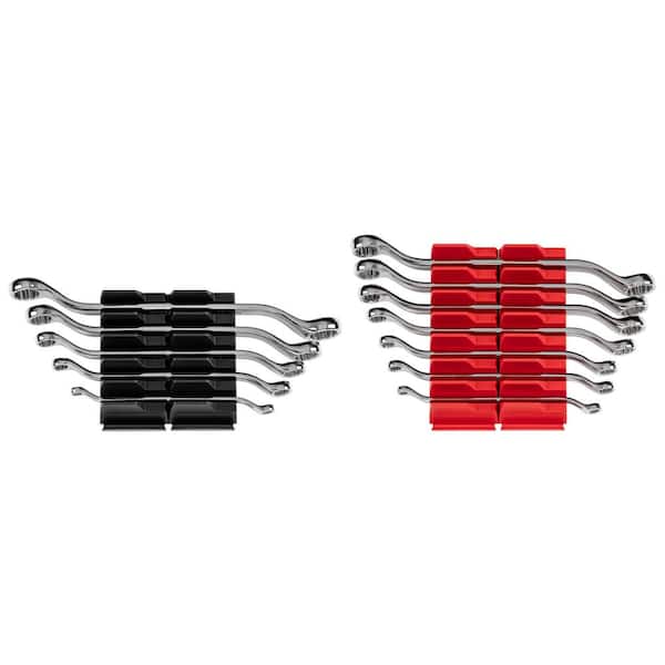 TEKTON 1/4-13/16 in., 6 mm to 19 mm 45-Degree Offset Box End Wrench Set with Modular Slotted Organizer (12-Piece)