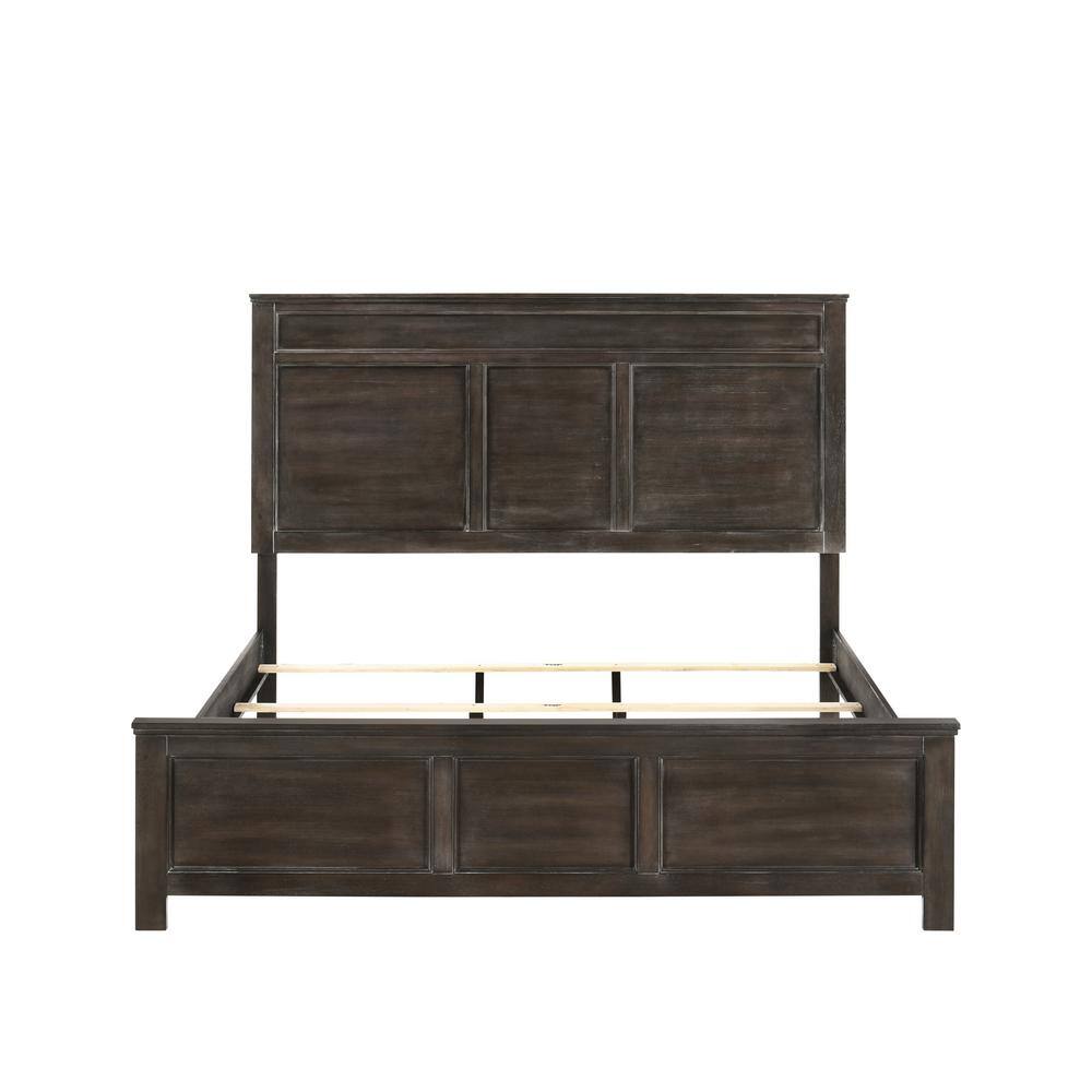 Nutmeg Brown Solid Wood King Panel Bed with Headboard