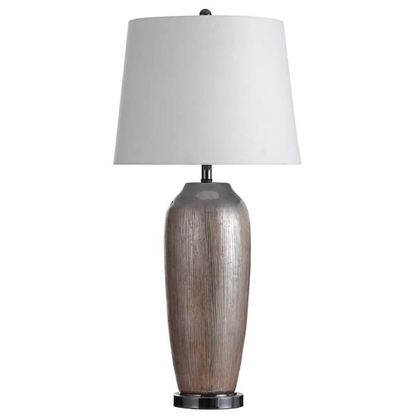 StyleCraft Calenzio 36 in. Antique Silver and Black Nickel Table Lamp