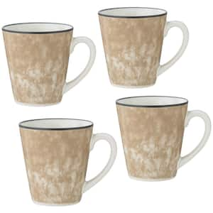 ColorKraft Essence Citrine (Brown) Stoneware Set of 4 Mugs, 12 oz.