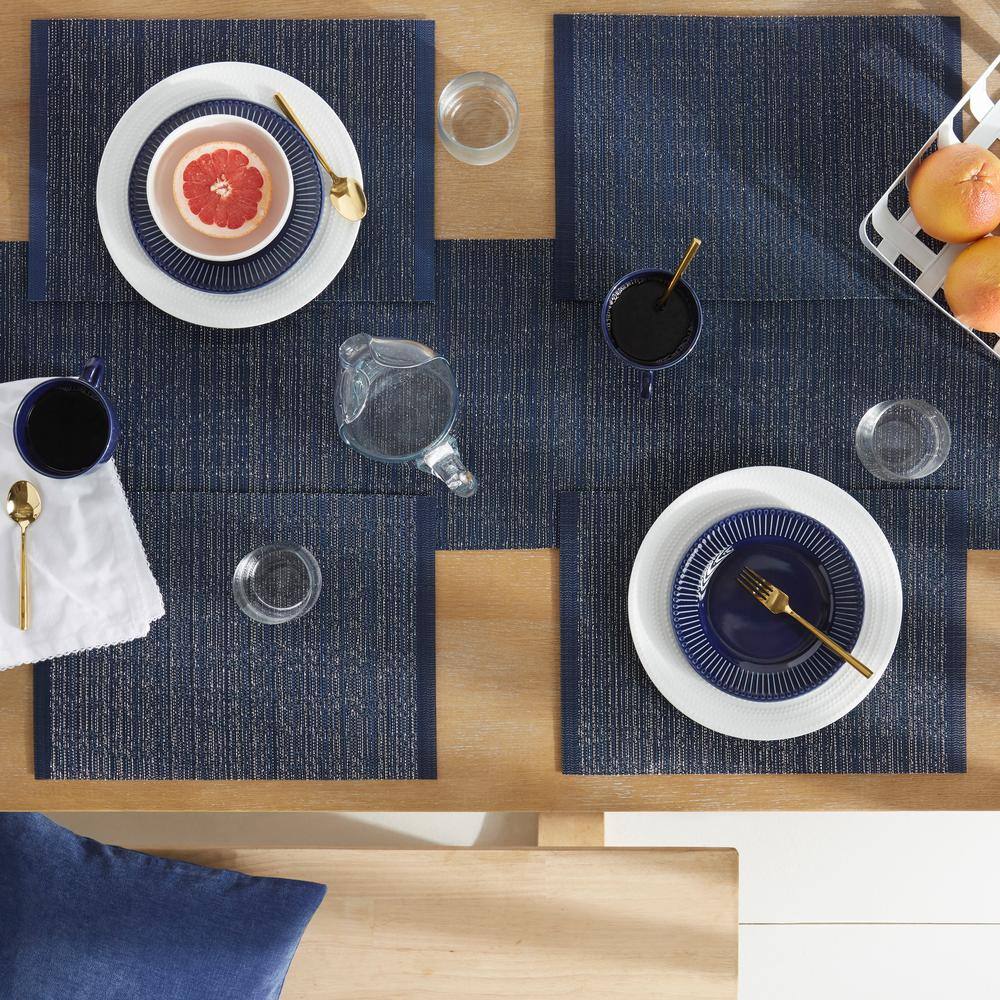 Navy Blue Polyester Rectangle Table Runner, 90" Length
