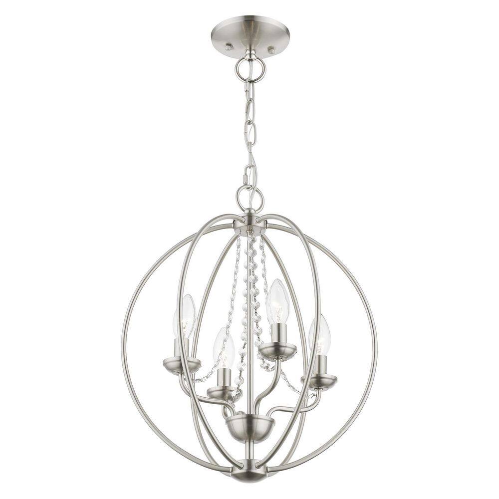 Arabella Brushed Nickel and Crystal 4-Light Chandelier