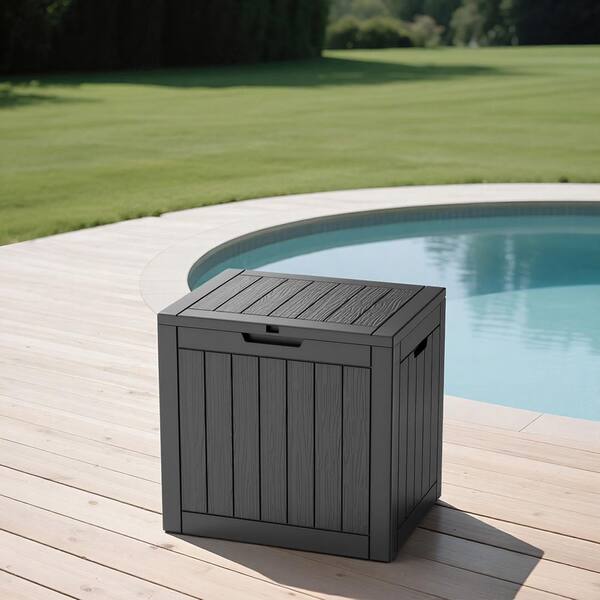 LuckByte 30 Gal. Resin Deck Box Outdoor Storage Box with high