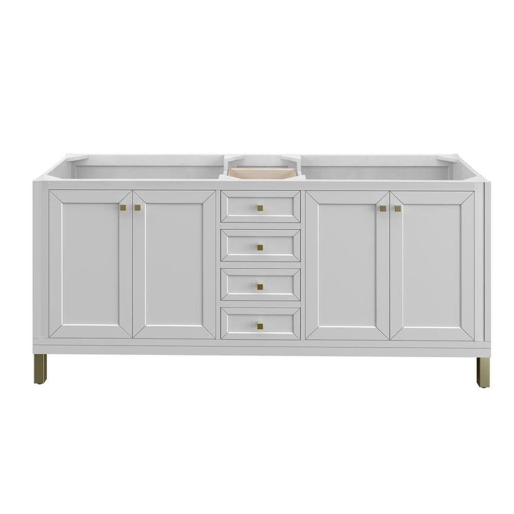 James Martin Vanities Chicago 72.0 in. W x 23.5 in. D x 32.8 in. H Bath Vanity Cabinet Without Top in Glossy White -  305-V72-GW