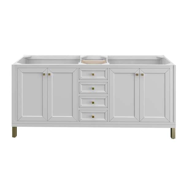 James Martin Vanities Chicago 72.0 in. W x 23.5 in. D x 32.8 in. H Bath Vanity Cabinet Without Top in Glossy White