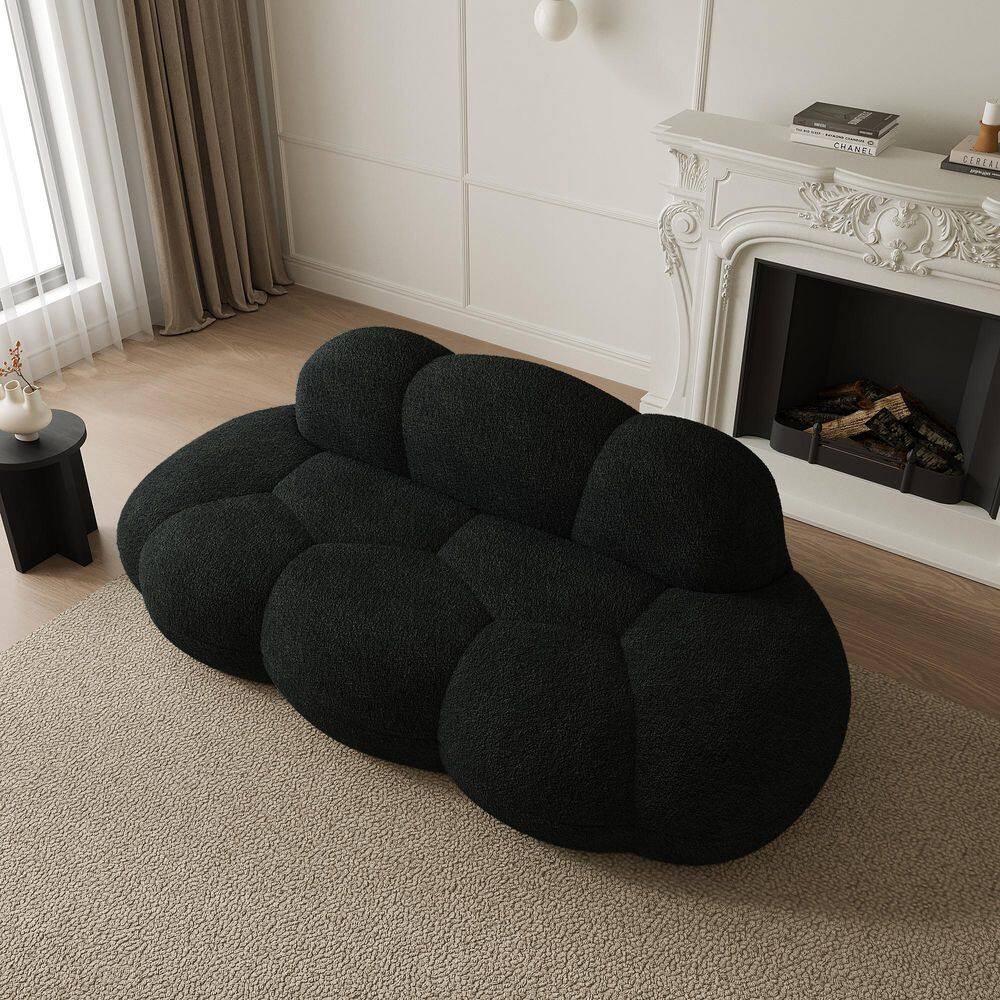 63 in. Armless Lamb Fleece Velvet Modular Cloud-Shaped Sectional Sofa Couch with Full Assembled in Black price history on PriceWatchPro