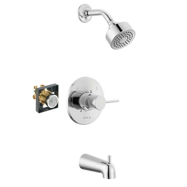 Delta Modern Single Handle 1-Spray Tub and Shower Faucet 1.75 GPM in Chrome Valve Included