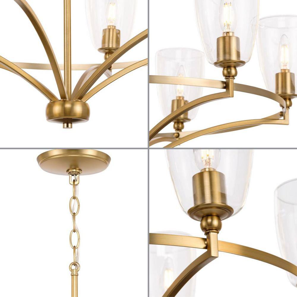 Parkhurst Brushed Bronze 6-Light Glass Chandelier