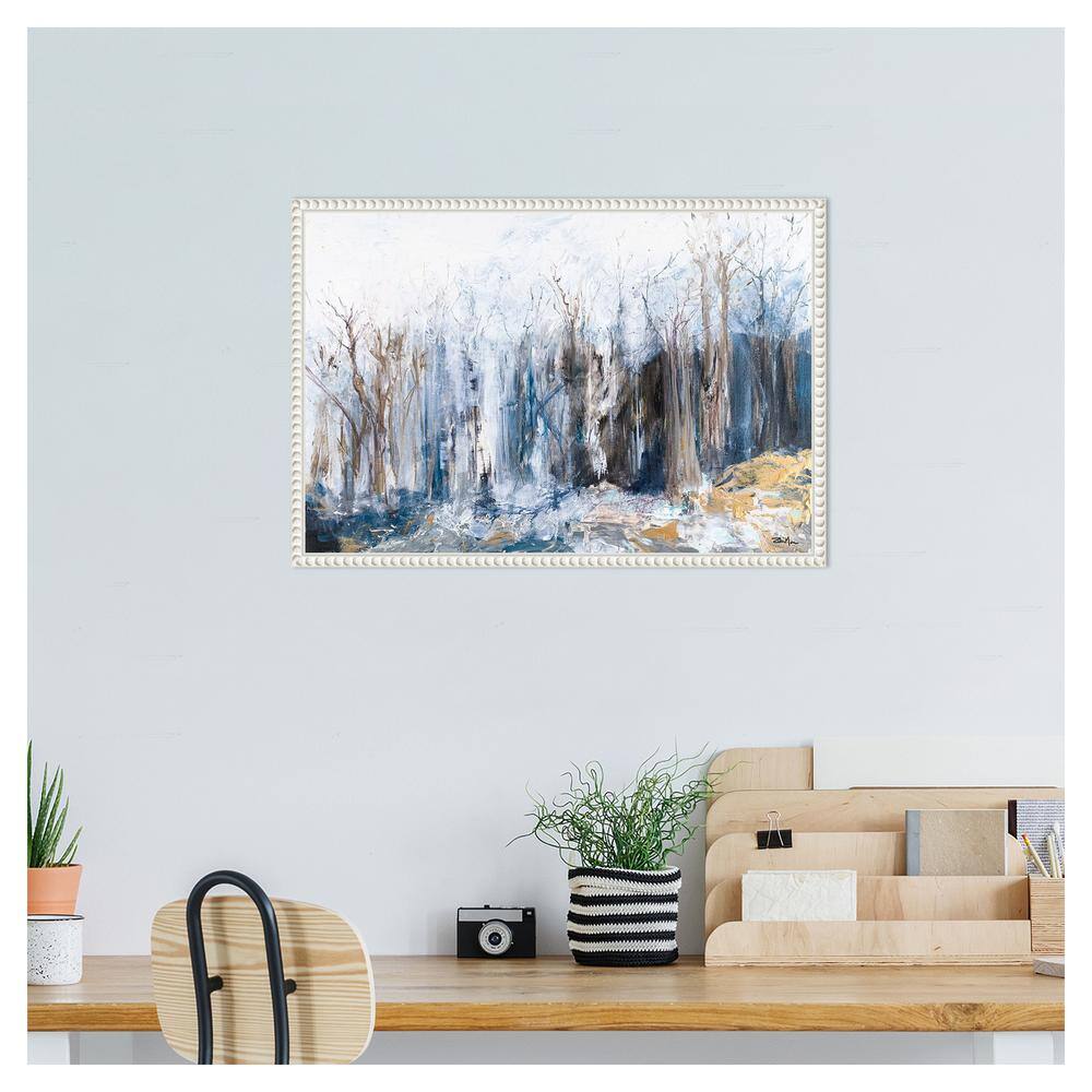 Serene Forest Landscape Beaded Framed Canvas Wall Art