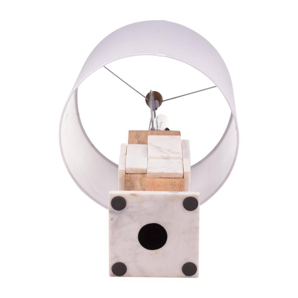 White Marble 18" Table Lamp with White Shade