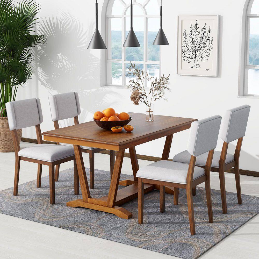 5-Piece Rubber Wood Outdoor Conversation Patio Furniture Set with Beige Cushions price history on PriceWatchPro