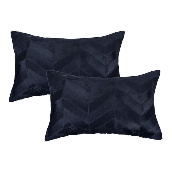 Black Chevron Polyfill 12.00 in. x 20.00 in. Throw Pillow (Set of 2)