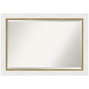 Eva 41.25 in. x 29.25 in. Modern Rectangle Framed White Gold Wall Mirror