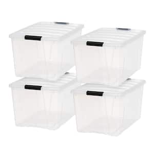 72-Qt. Stack and Pull Storage Box with Black Buckle in Clear (4-Pack)