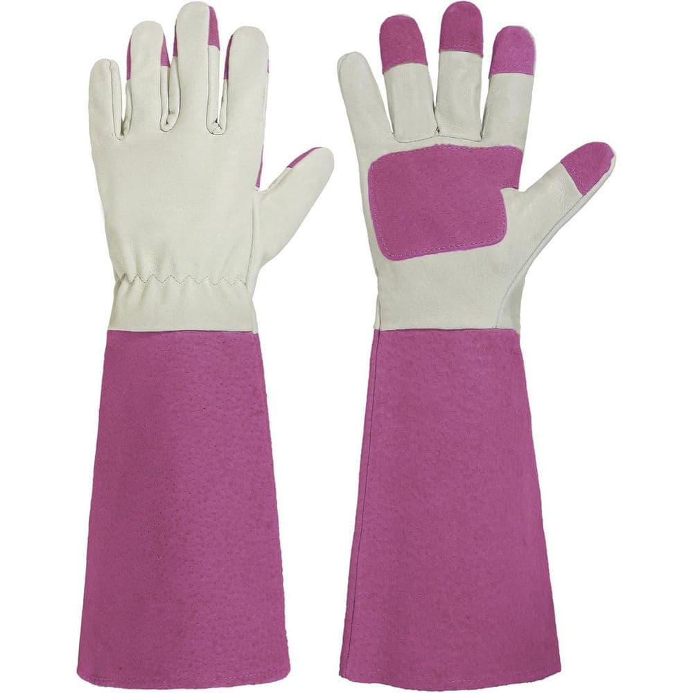 16.54 in. Heavy Duty Long Gauntlet Pigskin Leather Medium Gardening Gloves, Thornproof, Breathable & Durability, Pink price history on PriceWatchPro