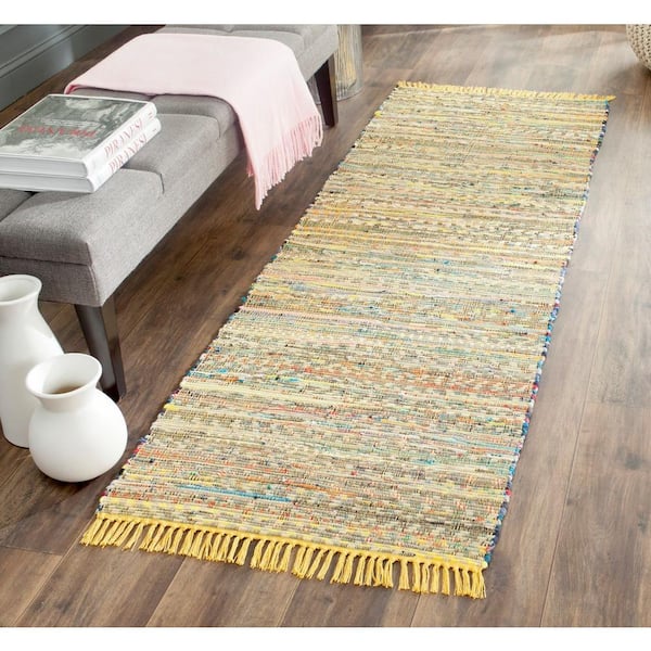 Rag Rug Yellow/Multi 2 ft. x 7 ft. Striped Runner Rug