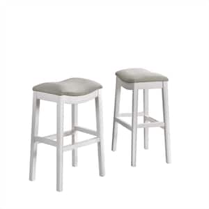 Williston White Bar Height Stool (2-Pack) with Cushioned Seat