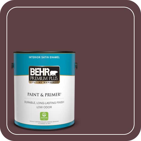 BEHR PREMIUM PLUS 1 gal. #MQ1-49 Raspberry Truffle Satin Enamel Low Odor Interior Paint & Primer