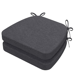 16 in. x 17 in. Trapezoid Outdoor Seat Cushion Dining Chair Cushion in Dark Gray (2-Pack)