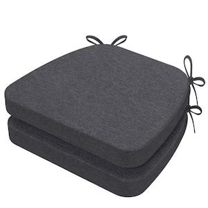 16 in. x 17 in. Trapezoid Indoor Seat Cushion Dining Chair Cushion in Dark Gray (2-Pack)