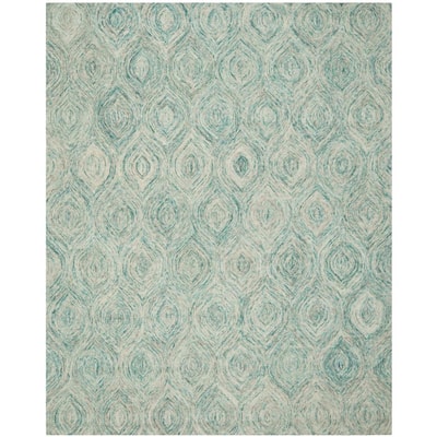 Ikat Ivory/Sea Blue 8 ft. x 10 ft. Area Rug