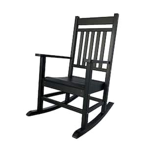 43 in. H Black HDPE Plastic Resin Berkshire All-Weather Outdoor Rocking Chair, Home and Garden Decor