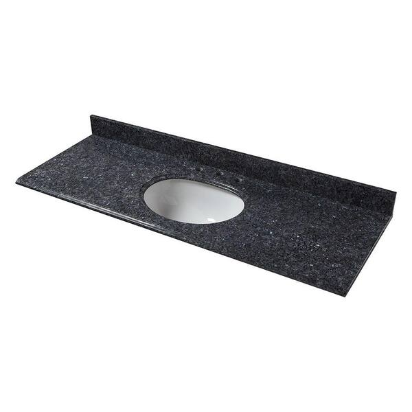 Pegasus 61 in. W Granite Single Basin Vanity Top in Blue Pearl with White Bowl