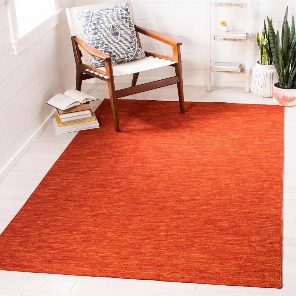 Bohemian Nomad Red Wool & Cotton 6' Square Handmade Kilim Rug