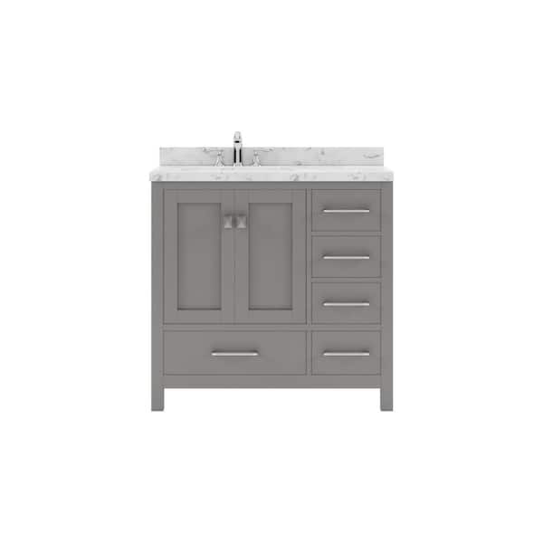 Virtu USA Caroline Avenue 36 in. W x 22 in. D x 35 in. H Single Sink Bath Vanity in Cashmere Gray with Quartz Top