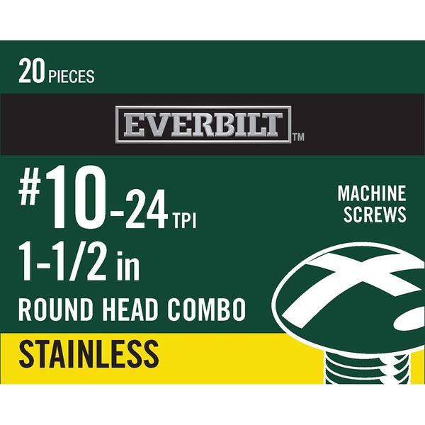 Everbilt #10-24 x 1-1/2 in. Phillips-Slotted Round-Head Machine Screws (20-Pack)