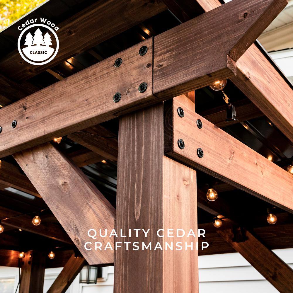Saxony Cedar Wood Grill Gazebo with Steel Roof
