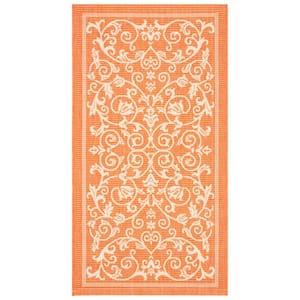 Courtyard Terracotta/Natural Doormat 3 ft. x 5 ft. Border Indoor/Outdoor Patio Area Rug