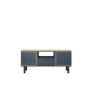 47 in. Iron Blue TV Stand with 1-Storage Drawers And 2-Cabinets Fits TV's up to 50 in. with Cable Management