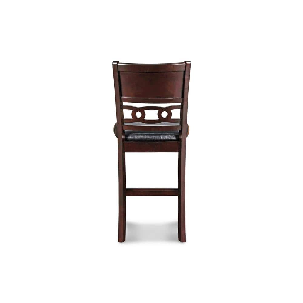 Gia Ebony Black Solid Wood Counter Stools with Upholstered Cushions, Set of 2