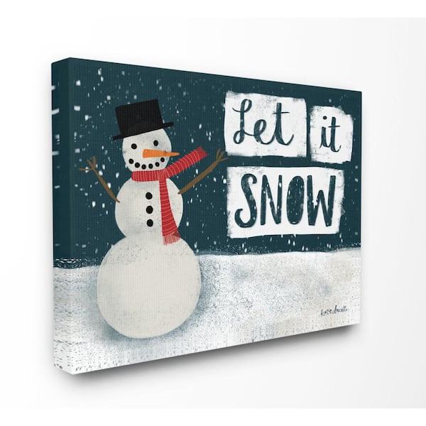 Stupell Industries 30 in. x 40 in."Holiday Winter Eve Let It Snow Snowman with Red Scarf" by Artist Jennifer Pugh Canvas Wall Art