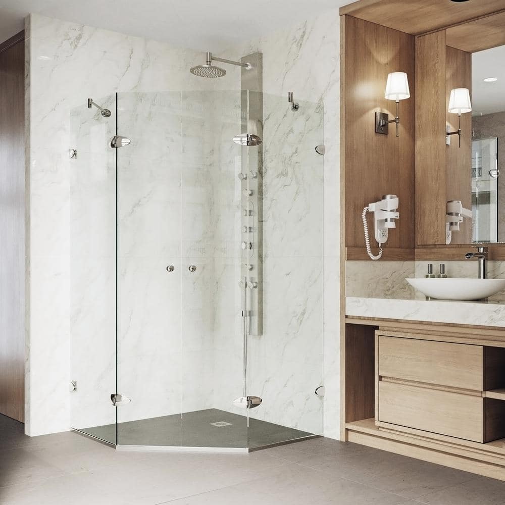 Gemini 47" Frameless Neo-Angle Shower Enclosure with Clear Glass