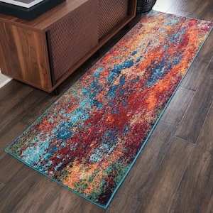Celestial Atlantic 2 ft. x 12 ft. Abstract Contemporary Kitchen Runner Area Rug