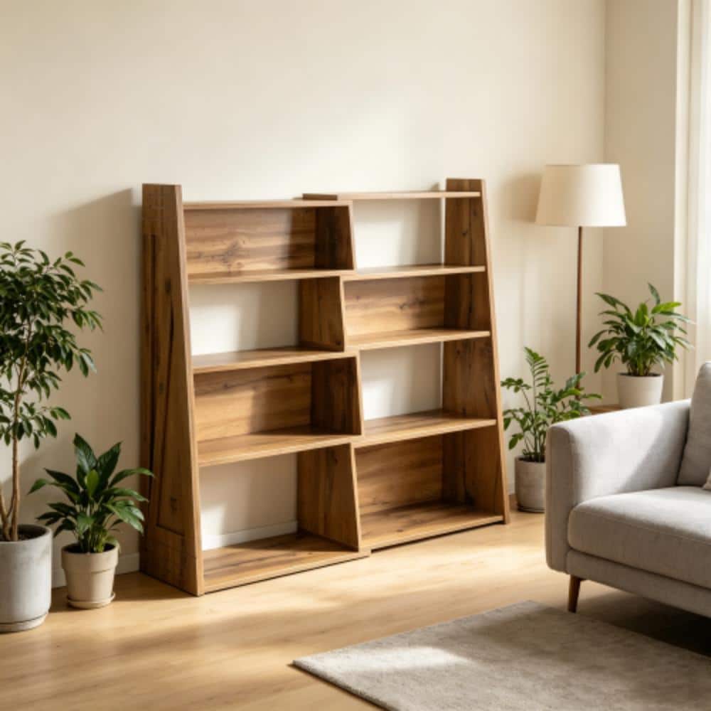 3-in-1 Modular Foldable Bookshelf, Brown