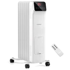 1500-Watt White Indoor Electric Oil Filled Radiator Radiant Space Heater with Remote Control 3-Modes 24-H Timer