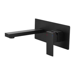 Single-Handle Wall Mount Bathroom Faucet with Deck Included in Matte Black